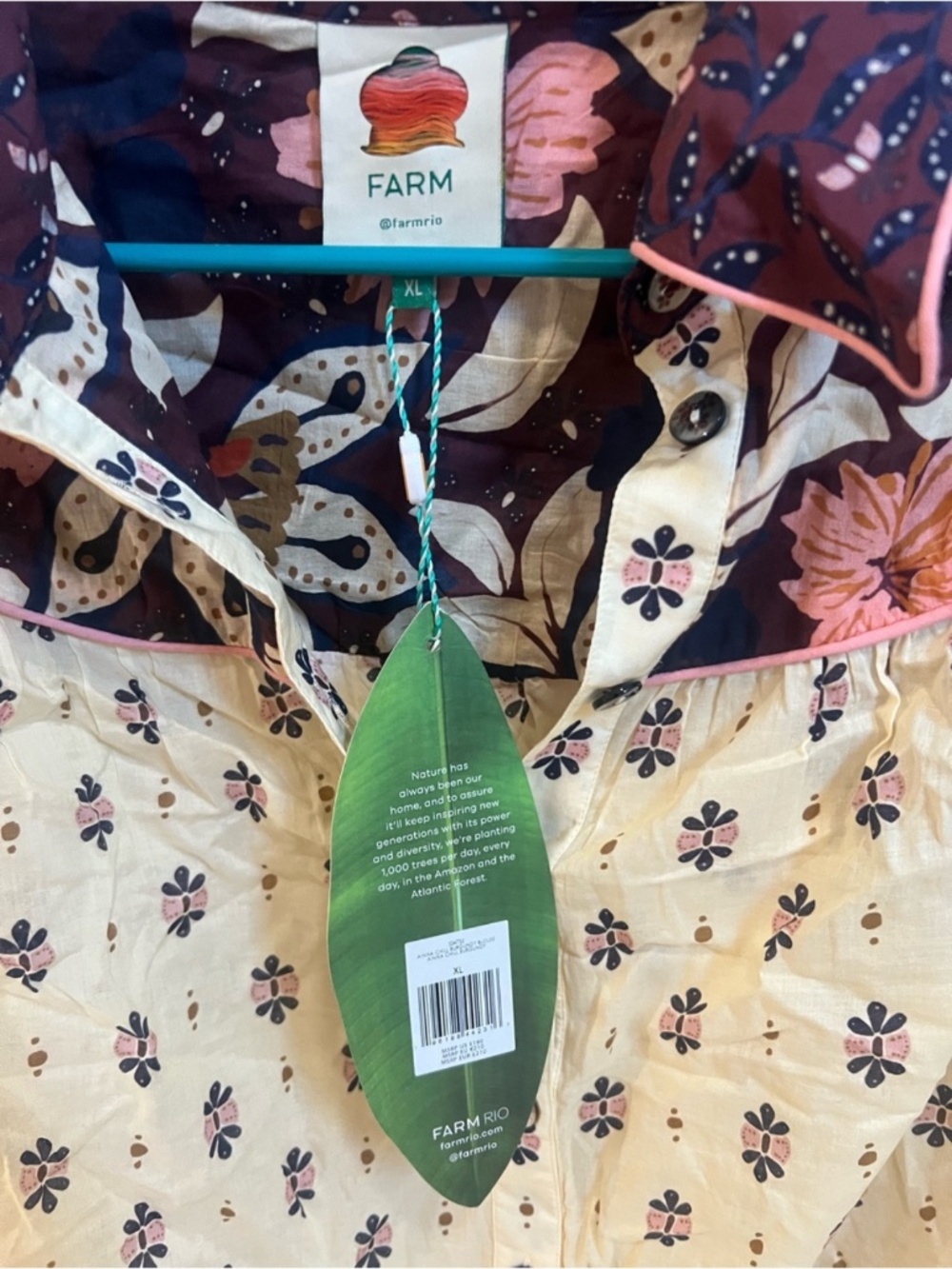 Farm Rio Burgundy Anika Chill Blouse - Brand new with tags - Picture 4 of 5